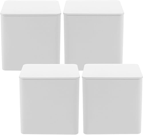 Miniatura 2 de EXCEART Juego de 4 botes cuadrados herméticos de metal para té y lata, con tapas, para café, té, dulces o especias, almacenamiento de condimentos,