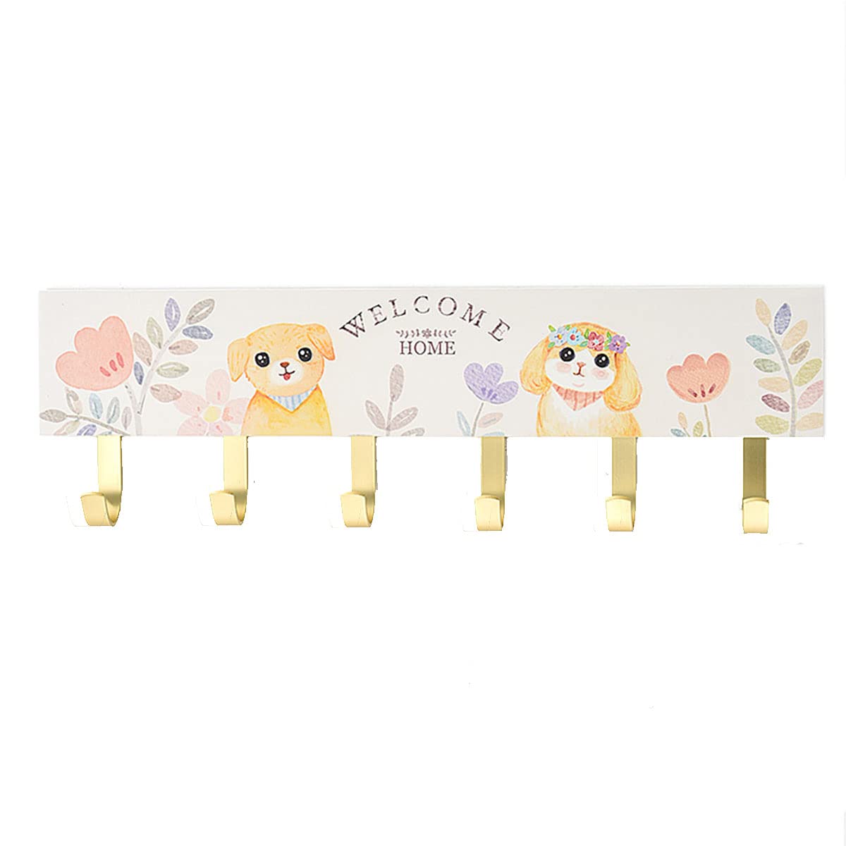 Perchero De Pared Infantil De Madera para Niños Percheros Pared, con 6 Ganchos De Metal Colgador para Colgar Abrigos, Sombreros, Toallas, Bolsos, Batas, Llaves,C