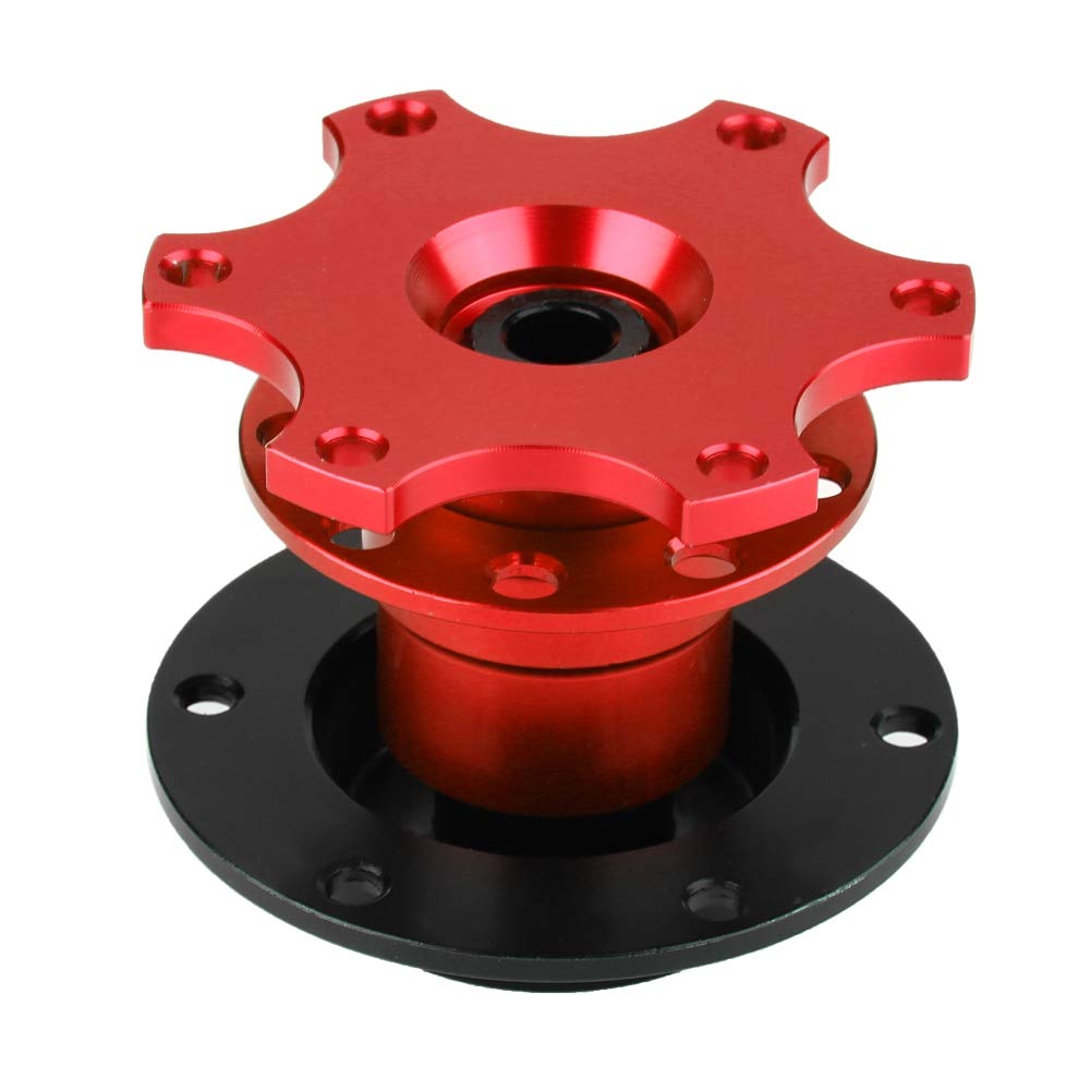 Adaptateur De Moyeu De Volant Racing Quick Release Amovible Snap Off Kit En Alliage D'Aluminium Universel(Rouge) pour
