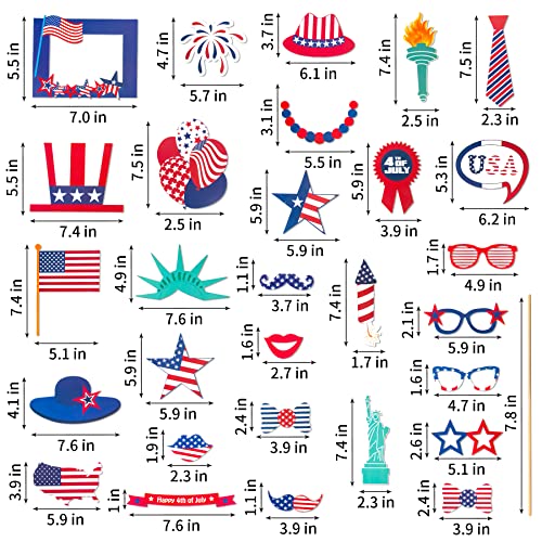 Opuhohu 29Pcs 4Th Of July American Independence Day Photo Booth, Patriotic Photo Booth Props, 4Th Of July Photo Booth For Independence Day Labor Day Patriotic Party Decorations #TOP1