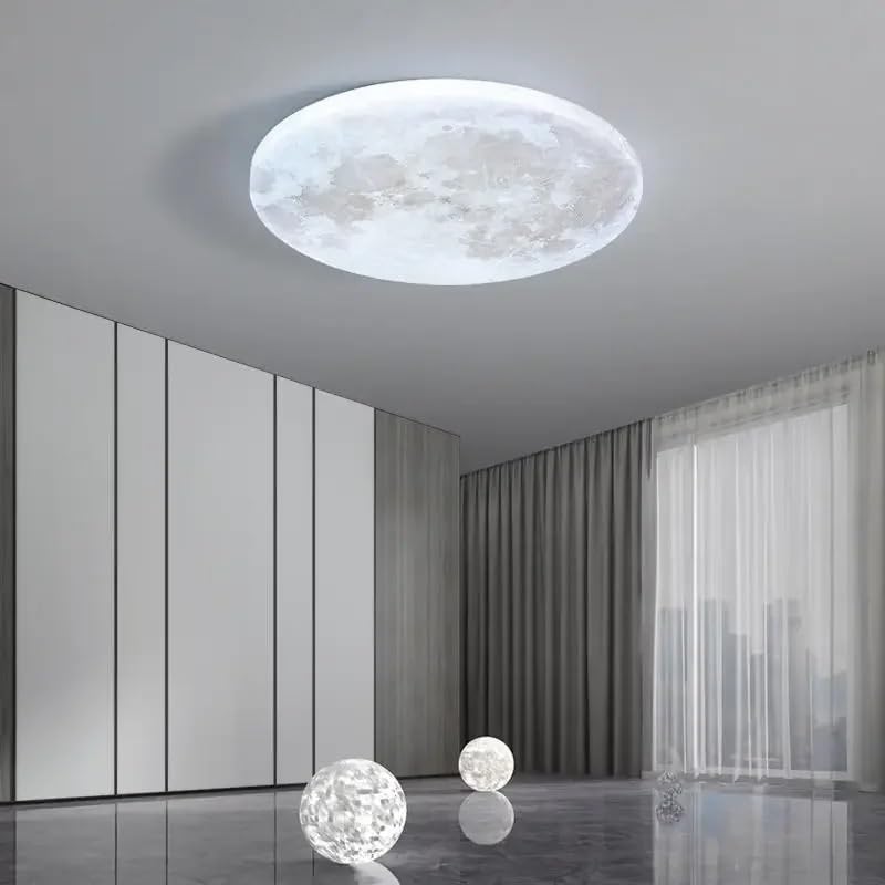 Plafonnier LED lune 26cm blanc froid au fini moderne et géométrique
