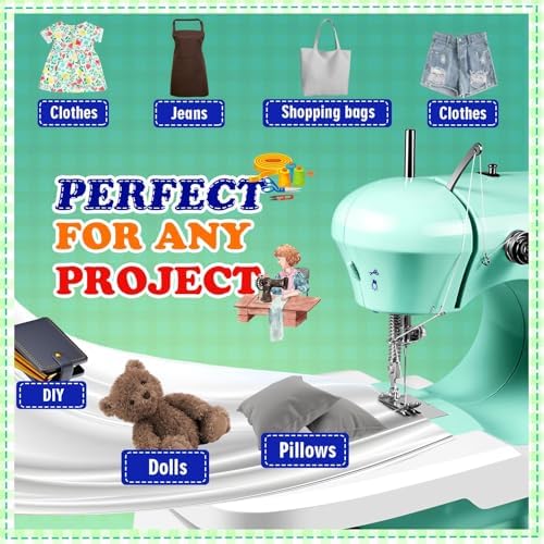 Sewing Machines, Mini Sewing Machine for Beginner with Eco-Friendly Material, Dual Speed Portable Sewing Machines with Extension Table, Light - Easy to Use, Best Gift for Kids and Women - 2