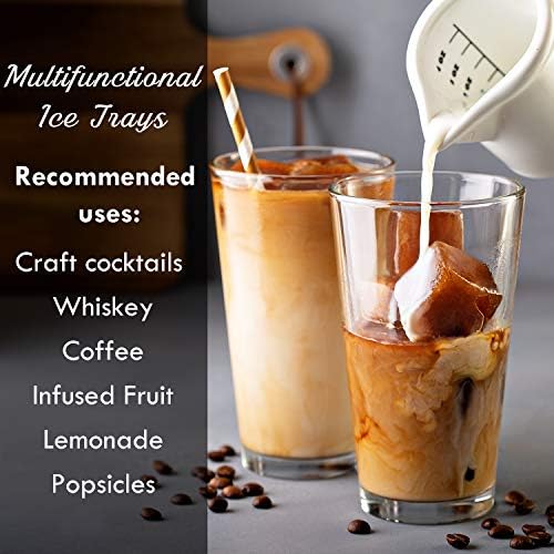 Whaline 3 Pack Large Silicone Ice Cube Trays,3D Squares Ball Maker & Diamond Tray with Lids Mold for Whiskey Cocktail or Baby Food