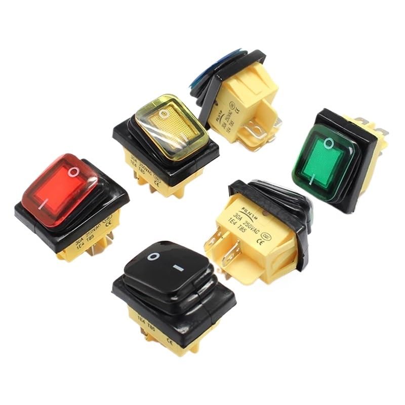 ON Off 30A 12V 24V LED Heavy Duty 4 Pin Snap in DPST IP67 Sealed Waterproof T85 Auto Boat Marine Toggle Rocker Switch(Blue LED)