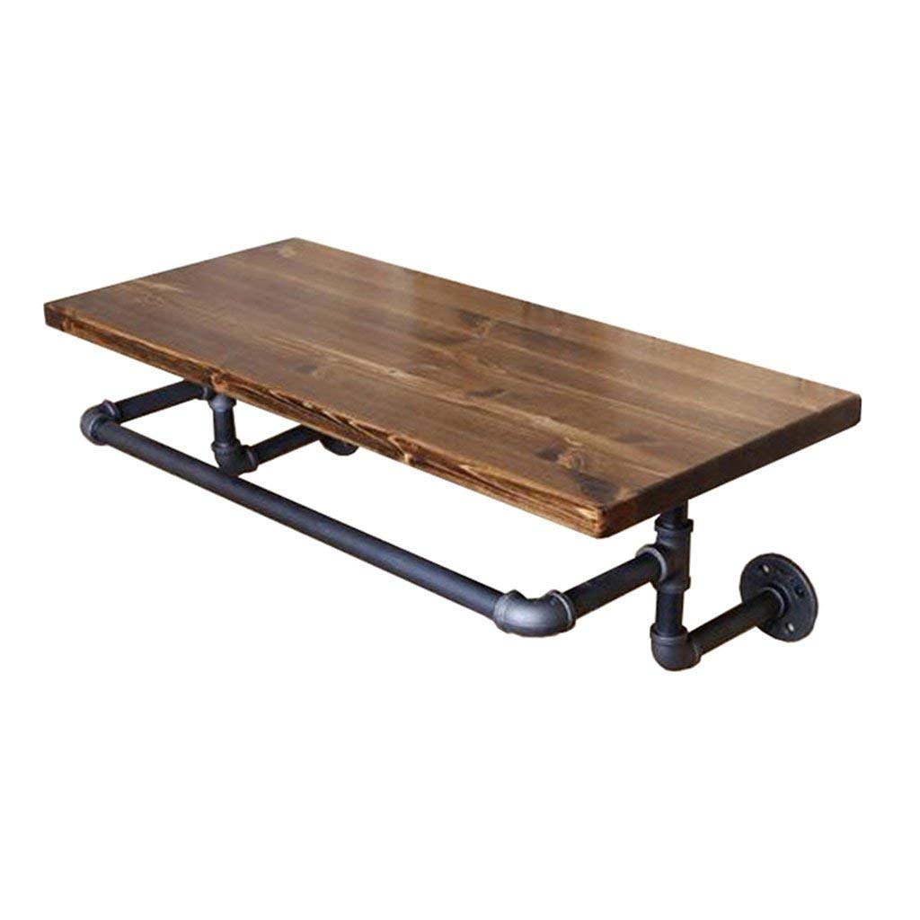 Étagère de rangement pour vêtements rétro suspendue style industriel en fer et bois