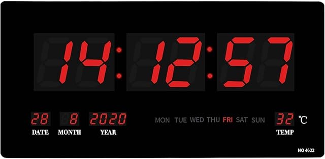 Large Digital Wall Clock,18.5 Large Oversized LED Wall Clock Indoor Temperature,Digital Clocks with Date and Day,for Home, Gym, Office and Classroom