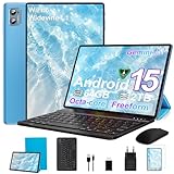SUAAT 2026 Tablet 10 Zoll Android 15 Octa Core Tablet mit 64 GB ROM + 2 TB TF | 5G + 2,4G WiFi |GMS| Bluetooth 5.0 |8 MP + 5 MP | Typ C,Touchscreen-Tablet mit Hülle, Tastatur und Maus-Blau