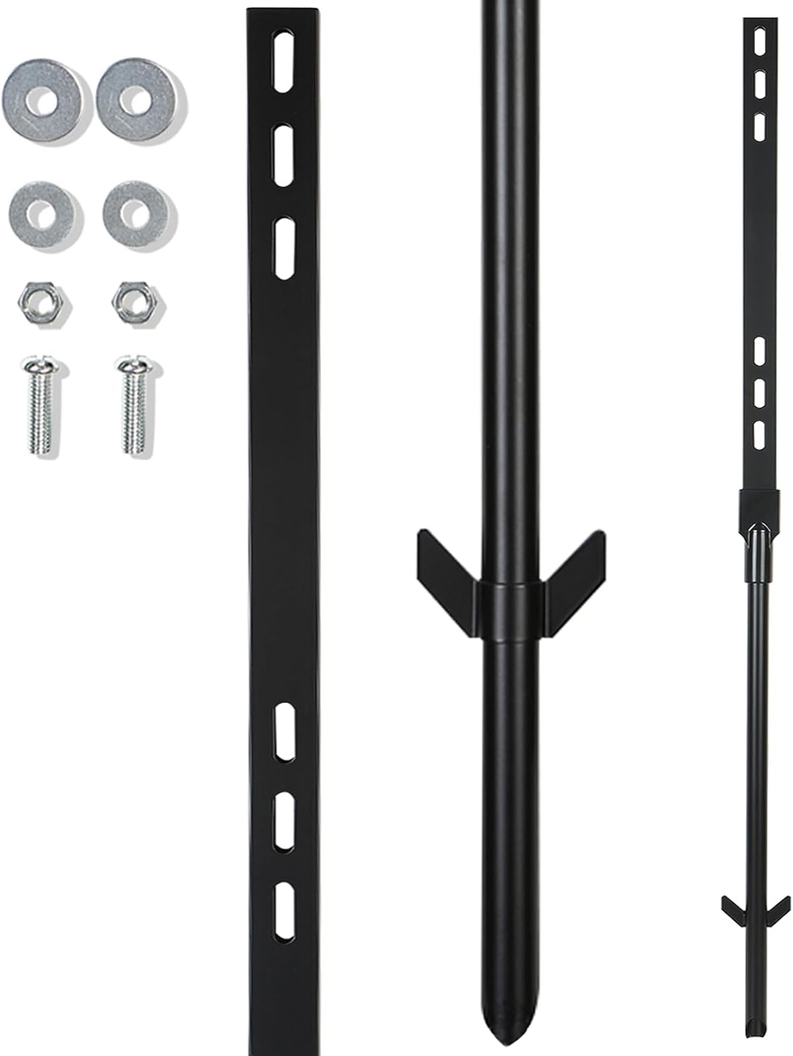 2 Pcs 36'' Yard Sign Stake for Outdoor Ground, Aluminum Garden Post with Barbed Anchors, Easy to Install, Rugged, Lightweight & Abjustable Sign Poles(Black)