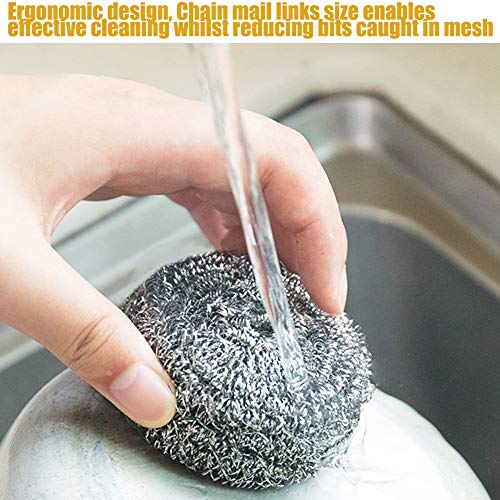 16 Pcs Stainless Steel Sponges Scrubbers Cleaning Ball Utensil Scrubber Density Metal Scrubber Scouring Pads Ball For Pot Pan Dish Wash Cleaning For Removing Rust Dirty Cookware Cleaner (16 Packs) #TOP6