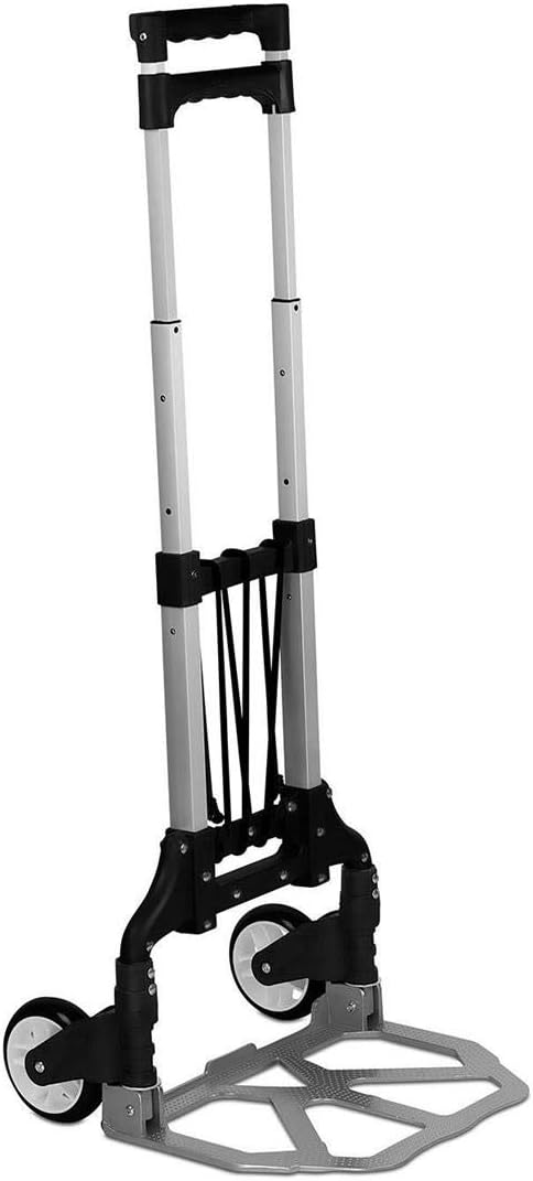 Mount-It! Folding Hand Truck and Dolly, 165 lb Capacity Heavy-Duty Luggage Trolley Cart with Telescoping Handle and Rubber Wheels