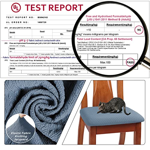Buyue Dining Room Chair Seat Covers Set Of 6, Luxury Jacquard Fabric Stretch Washable Slipcover For Kitchen Seat Cushions, Sky Blue-6Pcs #TOP3