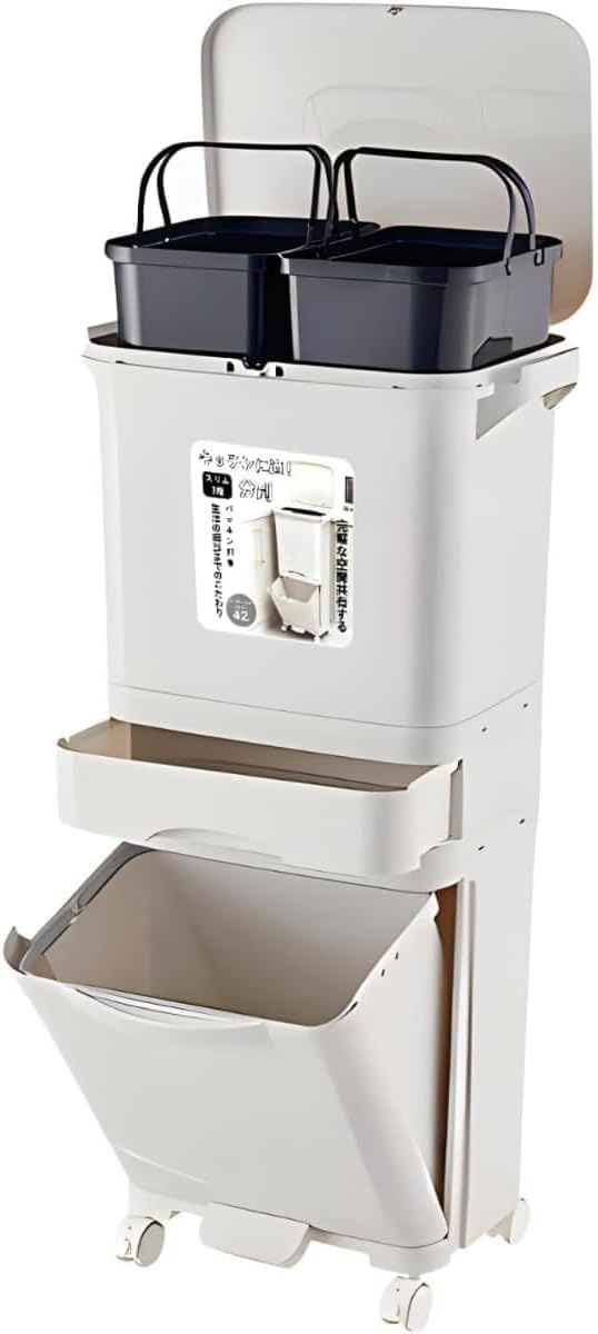 ASPLUND スリムリサイクルビン 分別ごみ箱 スチール 2段＋引出し ASPLUND スリムリサイクルビン 分別ごみ箱 スチール 2段＋引出し