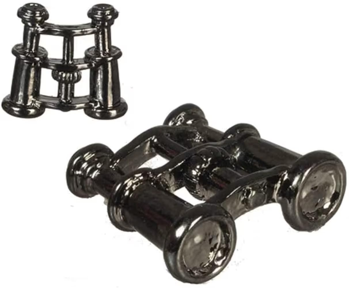 Dolls House Black Chrome Binoculars Miniature 1:12 Scale Metal Study Accessory