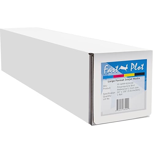 FastPlot Polypropylene Banner 8 mil Waterproof - 24inch x 100ft Roll - 2inch core