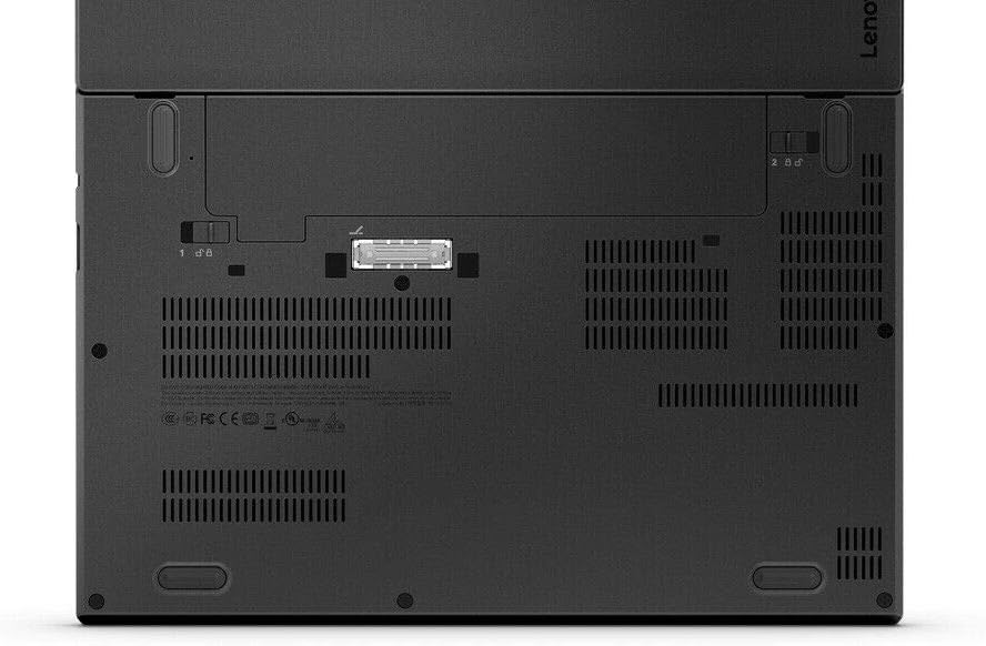 Bottom view of the Lenovo ThinkPad X270 laptop, showing ventilation grilles and battery compartment latches.