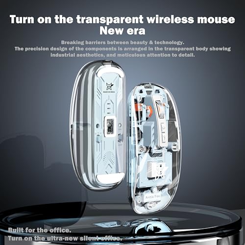 Arctic Fox Pureview Transparent Wireless and Bluetooth Rechargeable Mouse, USB Receiver,LED Battery Magic Silm for Office/PC/Mac/Laptop/Apple/ipad(Paste Green) view 2