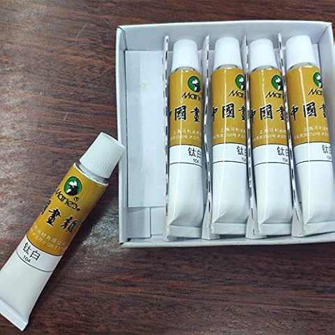 Hmayart Marie's Chinese Painting Traditional Color Tubes Set 12 ml for Sumi-e Xieyi and Gongbi Painting (no. 104 Titanium White (5pcs*12ml) Cover