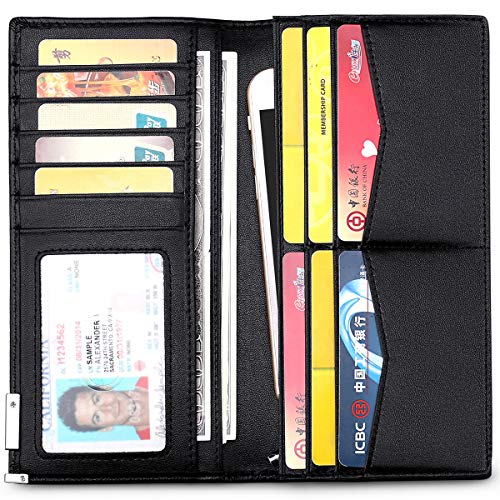 Men's Vintage Genuine Leather Long Bifold Wallet RFID Blocking Card Holder2