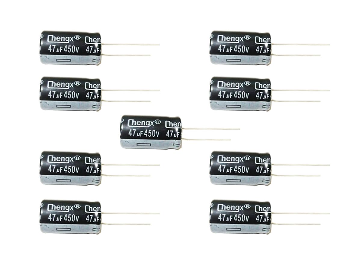 47uF 450V 16X25mm（0.63x0.98in +/-20% -25 to +105°C 9PCS Aluminum Electrolytic Capacitors,47 MFD