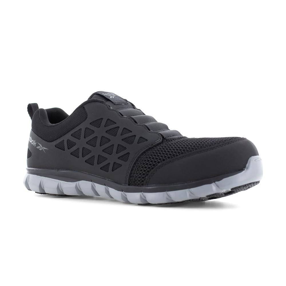 Reebok Work Men's Sublite Cushion Composite Toe Athletic Slip-on Work Shoe Black - RB4052