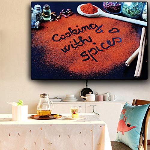Toile cuisine épices et matériaux de cuisson 80x110cm pour restaurant