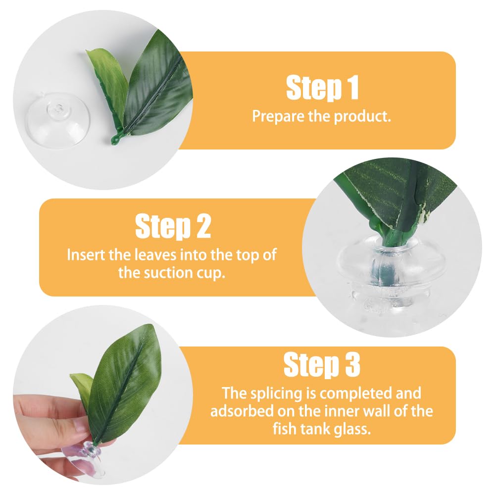 MiOYOOW Feuille Lit Betta, Coussin Feuilles Plantes d'aquarium avec Ventouse Décorations Feuilles Plantes d'aquarium pour Simuler l'habitat de Repos des Poissons
