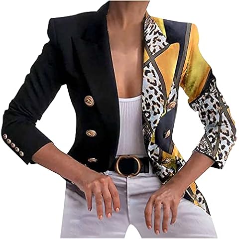 DESKABLY Women Crop Long Sleeve Blazers Fashion Business Jacket Casual Office Slim Coat Suit Lapel Button Work Elegant Outwear Yellow Cover