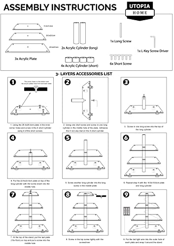 Utopia Home - Square Acrylic Cupcake Stand With Yellow Led Light Strings - 4 Tier Premium Cupcake Tower - Cup Cake Tier Stand For Dessert Table - Ideal For Weddings Birthday Parties #TOP1