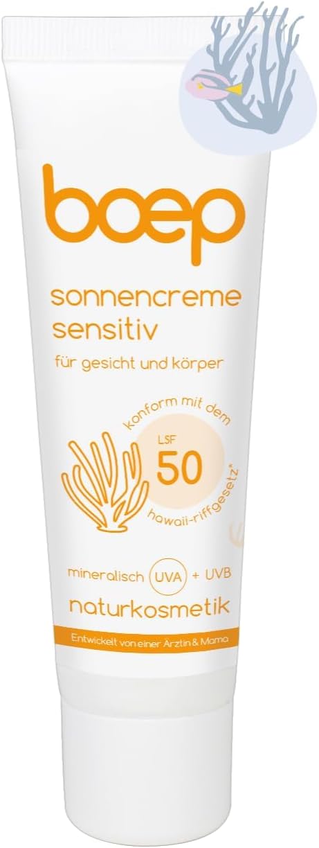 zonnebrandcrème sensitief SPF 50 | Voor gezicht en lichaam | Zonbescherming voor baby’s en volwassenen | Minerale zonnebrandcrème voor skivakantie | Veganistische natuurlijke cosmetica (50ml)