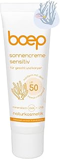 boep Creme solar sensível SPF50 | Para rosto e corpo | Para bebés, crianças e adultos, protetor solar mineral para féria...