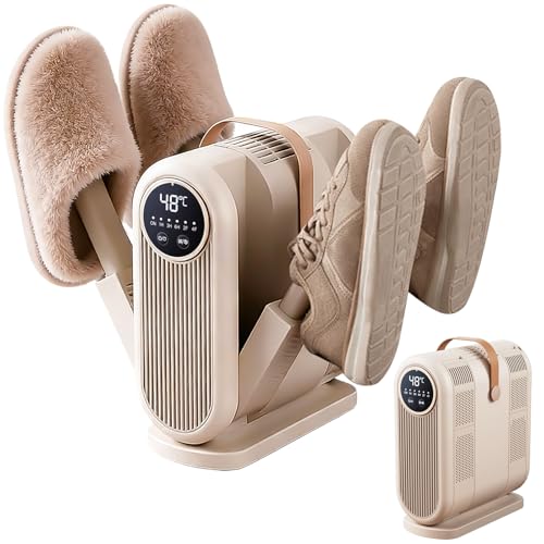 4 In 1 Schuhtrockner Elektrisch Antibakteriell Shoe Dryer mit 1/3/6H Timer und 2 Windgeschwindigkeitseinstellungen Tragbar Skischuhtrockner für Schuhe Handschuhe Hüte Socken & Fußballschuhe