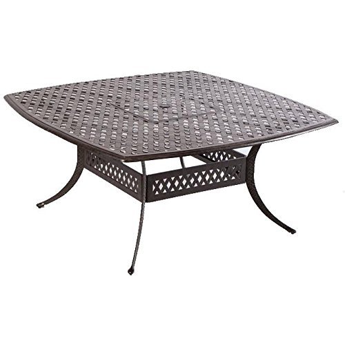 St. Augustine Cast Aluminum Powder Coated 9Pc Outdoor Patio Dining Set With 64" Square Table With Sunbrella Cushions- Antique Bronze #TOP4