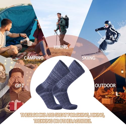 5 Pairs Mens Calf Socks Classic Thick Crew Socks Thick Winter Wool Hiking Socks for Spring and Autumn Seasons 6