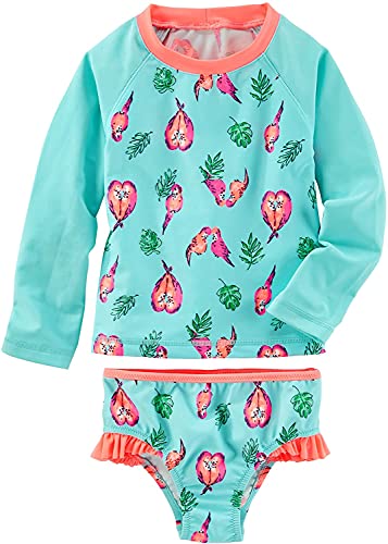 OshKosh B'Gosh Girls' Parrot Print Rashguard Set, Print (18 Months)