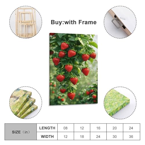 Poster mural à suspendre fraises rouges déco moderne 40x60cm