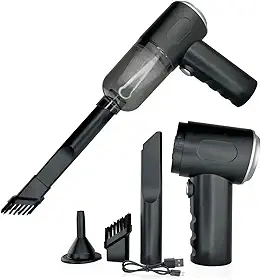 Mini Aspirador De Pó Portátil Automotivo 120W Recarregável 3 Em 1 USB Soprador e Inflador Preto