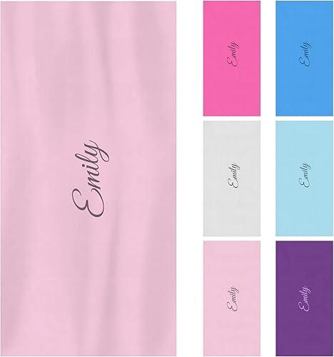 Miniatura 2 de Amidaky Toallas de playa con nombre personalizado, 28 x 55 pulgadas, toallas de playa suaves de gran tamaño, a prueba de arena, color rosa