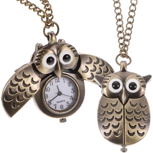 Reloj de bolsillo de cuarzo WOONEKY: alta precisión y acabado artesanal retro con búho