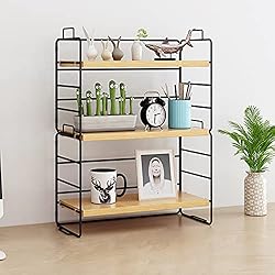 Estanteria Sobremesa Cocina RYUNQ Estanterias Madera Organizador De Escritorio, Desktop Bookshelf Estantería De Sobremesa Montaje Bricolaje Ahorro De Espacio Librería Pequeña para Oficina Ormitorio Cocina (3 Niveles)