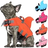 SUNFURA Shark Life Jacket for Dogs, Reflective Dog Life Vest for Swimming Boating Pool, High Flotation Dog Safety Swimsuit Adjustable Pet Life Preserver for Small Medium Dogs, Orange2 L