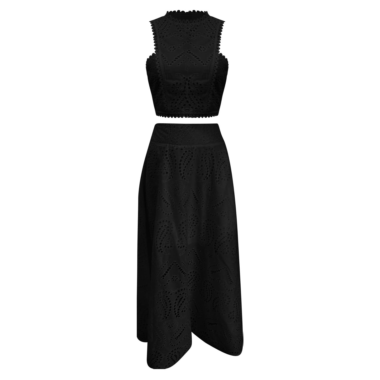 2-teiliges Set für Damen, ärmelloses Tanktop und A-Linienrock mit elastischer Taille, Loungewear-Set, elegantes zweiteiliges Kleid, Streetwear, Sommer-Strandkleidung