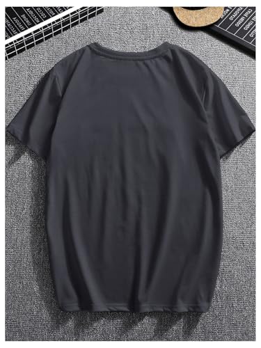 GORGLITTER Men's Oversized T Shirt Letter Graphic Short Sleeve Drop Shoulder Crewneck Tee Tops2