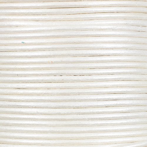 Cordón redondo de cuero | 2 mm | 30 pies (10 yardas) | Perla Cover