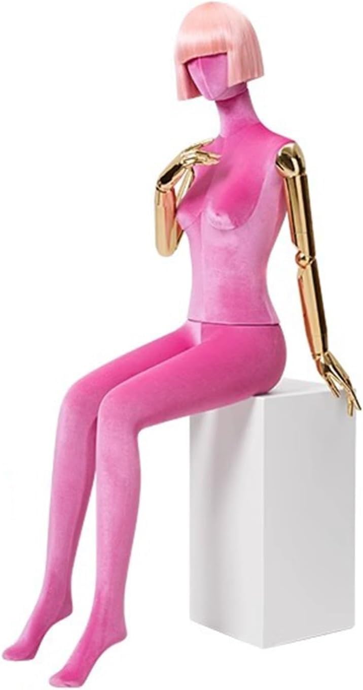 CONGRUI A Human Retail Mannequins Sitting 61 Inch Tall Full Body Manikin Torso, Used To Display Hats, Glasses(Pink)