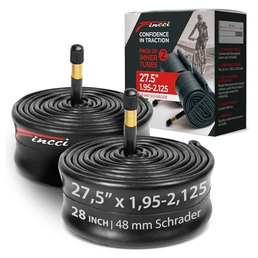 Fincci Camara Bicicleta 27.5 x 1.75 x 1.95 - Cámaras Bicicleta Carretera 27.5 para MTB Montaña Bici - Cámaras de Aire Schrader Válvula 48mm Interior - Paquete de 2 componentes para Ciclismo