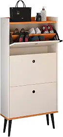 Sapateira Vertical Dark 3 Gavetas Basculantes Organizadora Calçados Retrô - Off White/Cinamomo- RPM Móveis
