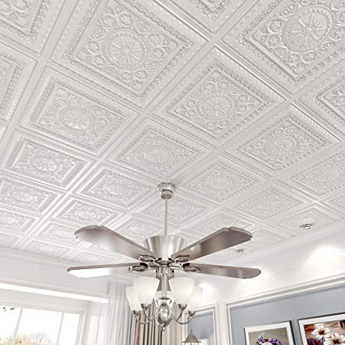 Image of Art3d Drop Ceiling Tiles, Glue up Ceiling Tiles, 2'x2' Plastic Sheet in White (12-Pack, 48 Sq.ft)