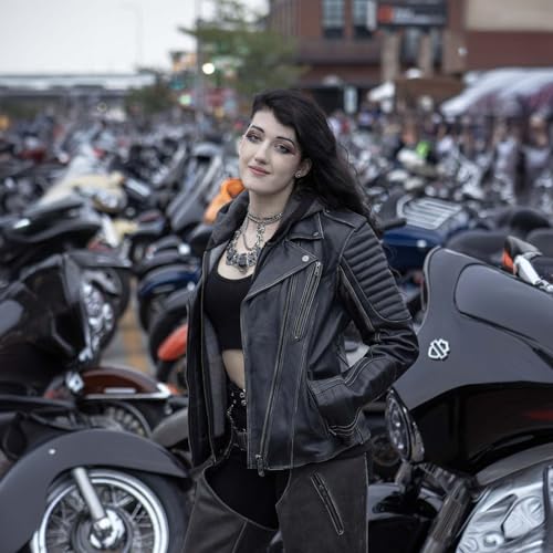 Image of Milwaukee Leather Women's Premium Leather Motorcycle Riding Jacket With Removable Hoodie Liner