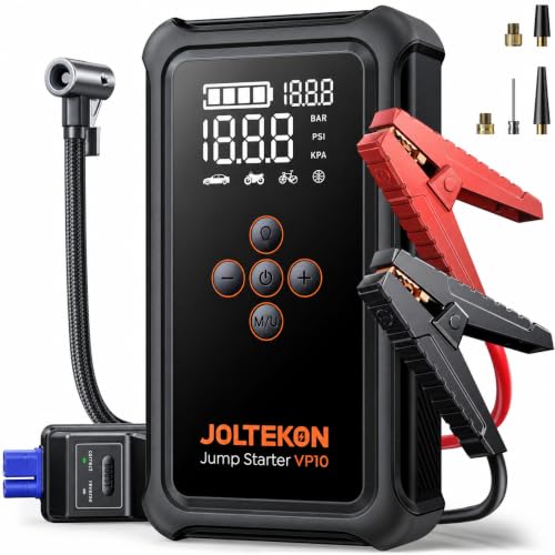 Joltekon Car Battery Jump Starter with Air Compressor 6000A 150PSI, Car Jumper Starter Portable (All Gas/10L Diesel), Jump Box Car Battery with Auto-Shutoff Tire Inflator, Jumper Cables and Light