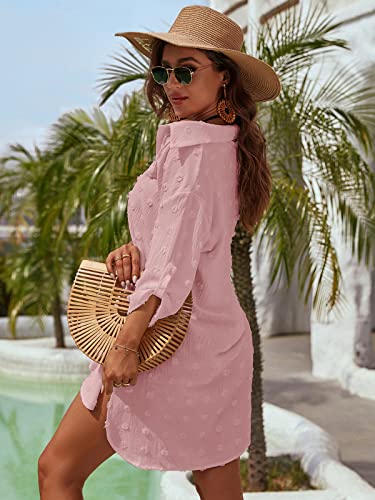 Image of Blooming Jelly Womens Swimsuit Coverups White Chiffon Bikini Swimwear Beach Cover Up Dress Shirt